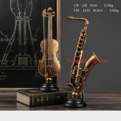Bộ nhạc cụ Violin - Saxophone | Trang trí phòng khách, quán cà phê, studio