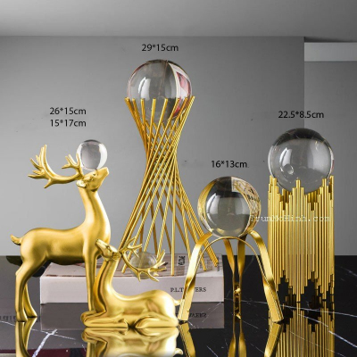Set hươu vàng tài lộc size L và pha lê | Trang trí phòng khách, quán cà phê, studio