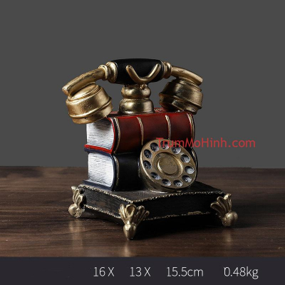 Mô hình Điện thoại để bàn cổ 16cm | Trang trí phòng khách, quán cà phê, studio