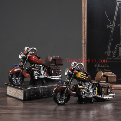 Mô hình 2 chiếc xe máy cổ | Trang trí phòng khách, quán cà phê, studio