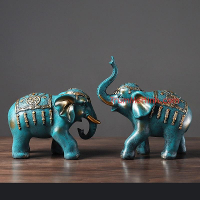 Đôi tượng voi may mắn | Trang trí phòng khách, quán cà phê, studio