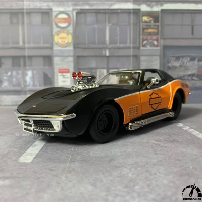 Xe Mô Hình 1970 Chevrolet Corvette Harley Davidson Black-Orange 1:24 Maisto Customs